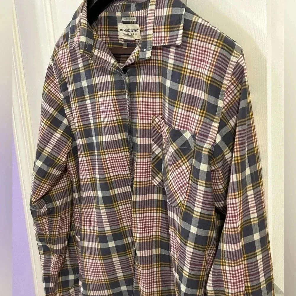 Ralph Lauren Denim & Supply Women’s XL RL Boyfriend Plaid Shirt - Picture 2 of 7